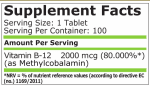 METHYL B-12 2000 mcg - 100 tablets
