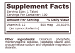 Vitamin B-12 CYANOCOBALAMIN 500 mcg - 100 tablets
